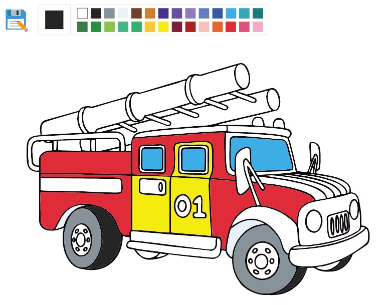 Онлайн-раскраска пожарной машины